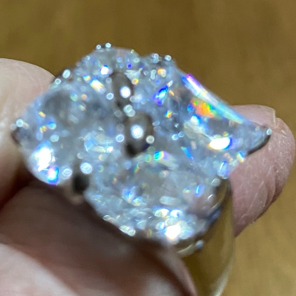 Silver Tone Multi Chunky Stone Ring Size 8 - image 3